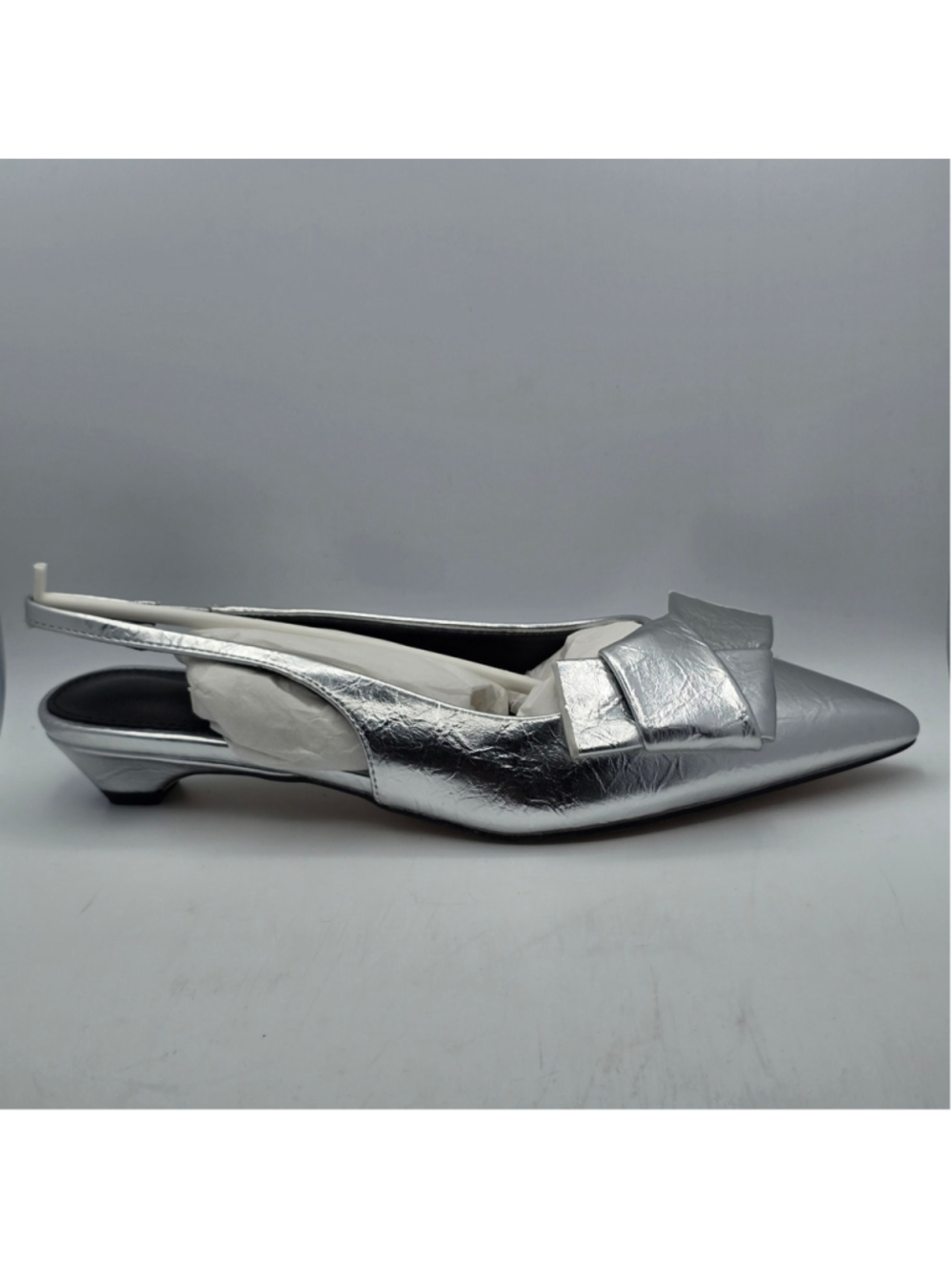 Women's Unbranded Silver Bow Slingback Flats Size 7